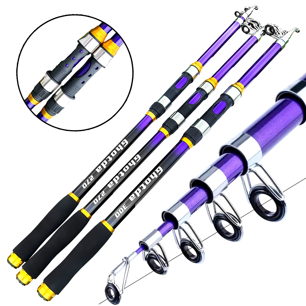 Caña de pescar giratoria dura, caña telescópica de mar de 2,1 M-3,6 M, accesorios de pesca al aire libre, cañas de fundición de orilla de largo alcance de alta calidad - imagen 4