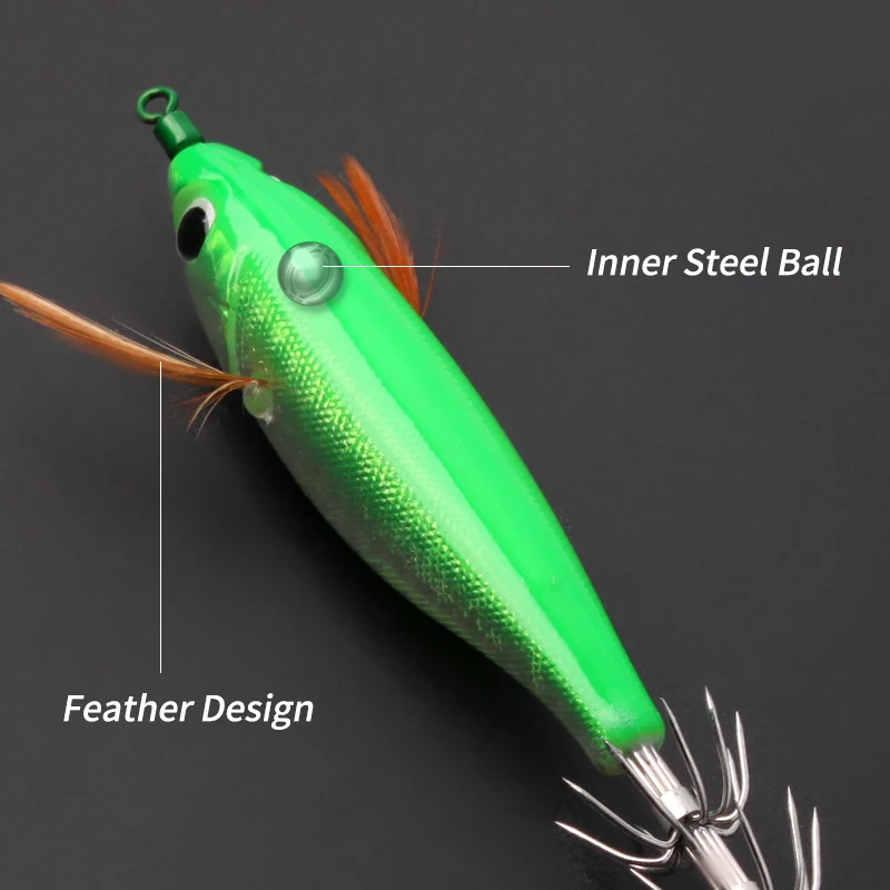 Kawa-anzuelo de calamar para pesca, camarones de madera luminosos, 94g, 100mm, señuelo de calamar para pesca, cebo Artificial para calamar, pulpo, cebo duro, 1 ud. - imagen 5