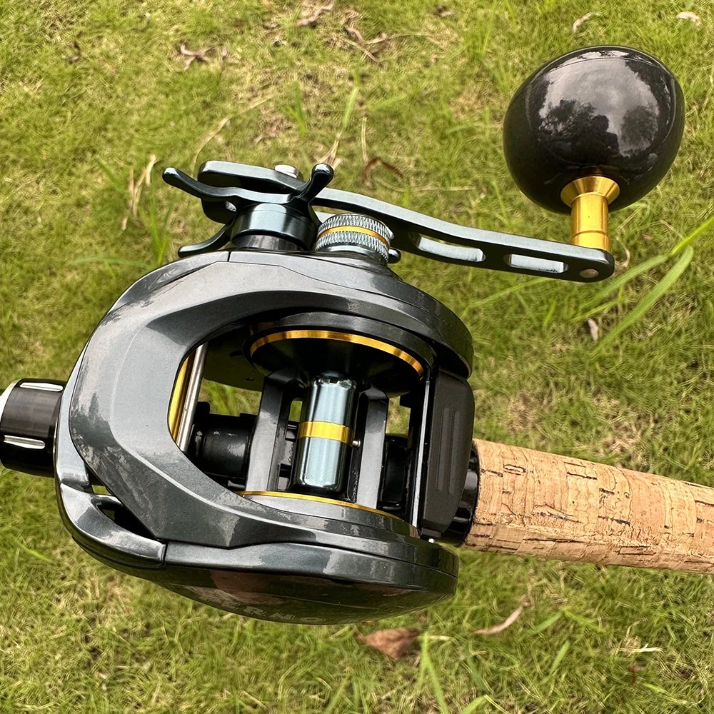 Carrete de pesca Baitcasting de gran juego, carrete de Metal izquierdo y derecho profundo 6,4: 1 8 + 1BB, carrete de fundición de juego ligero Finesse, arrastre máximo de 15kg - imagen 3