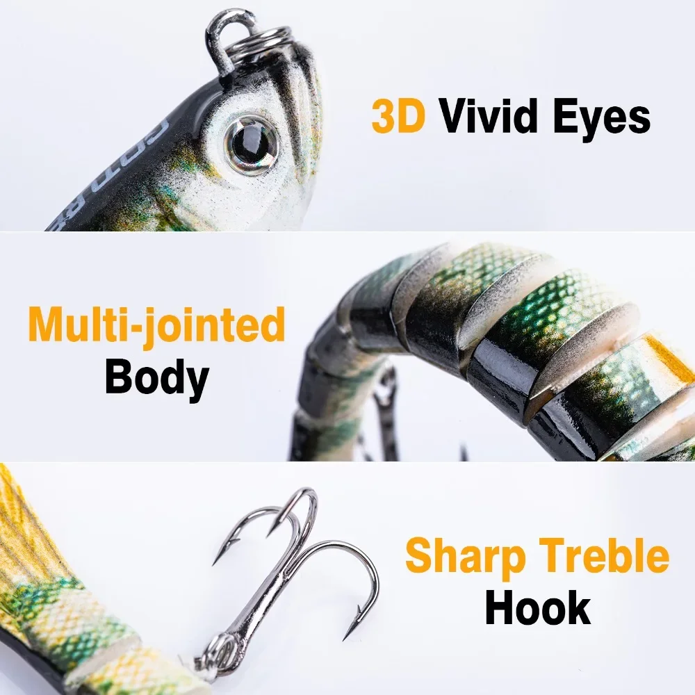Goture Swimbait 13,6g señuelo multiarticular hundimiento lento señuelo de Pesca biónico Pesca lubina anzuelo triple aparejos de Pesca de carpa cebo duro - imagen 3
