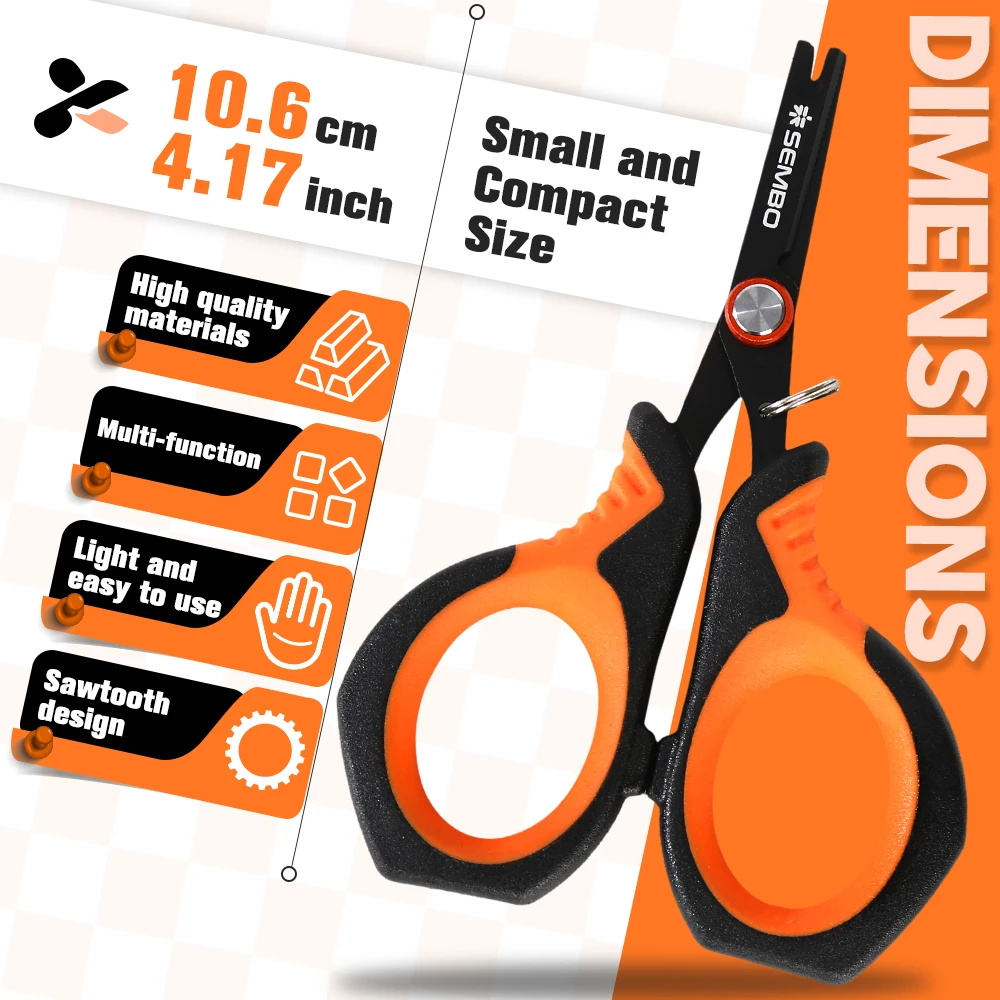 ZUKIBO-tijeras de pesca de acero inoxidable 420J2, hojas dentadas recubiertas de titanio, agarre antideslizante, herramientas de pesca trenzadas/carbono - imagen 5