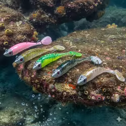 Kit de caja de 5 uds., cebo de silicona suave con cabeza de Jigging, Wobblers, 9cm, 15g, 11cm, 25g, Señuelos blandos para pesca en el mar, Swimbait Peche para lubina, Lucio Leurre