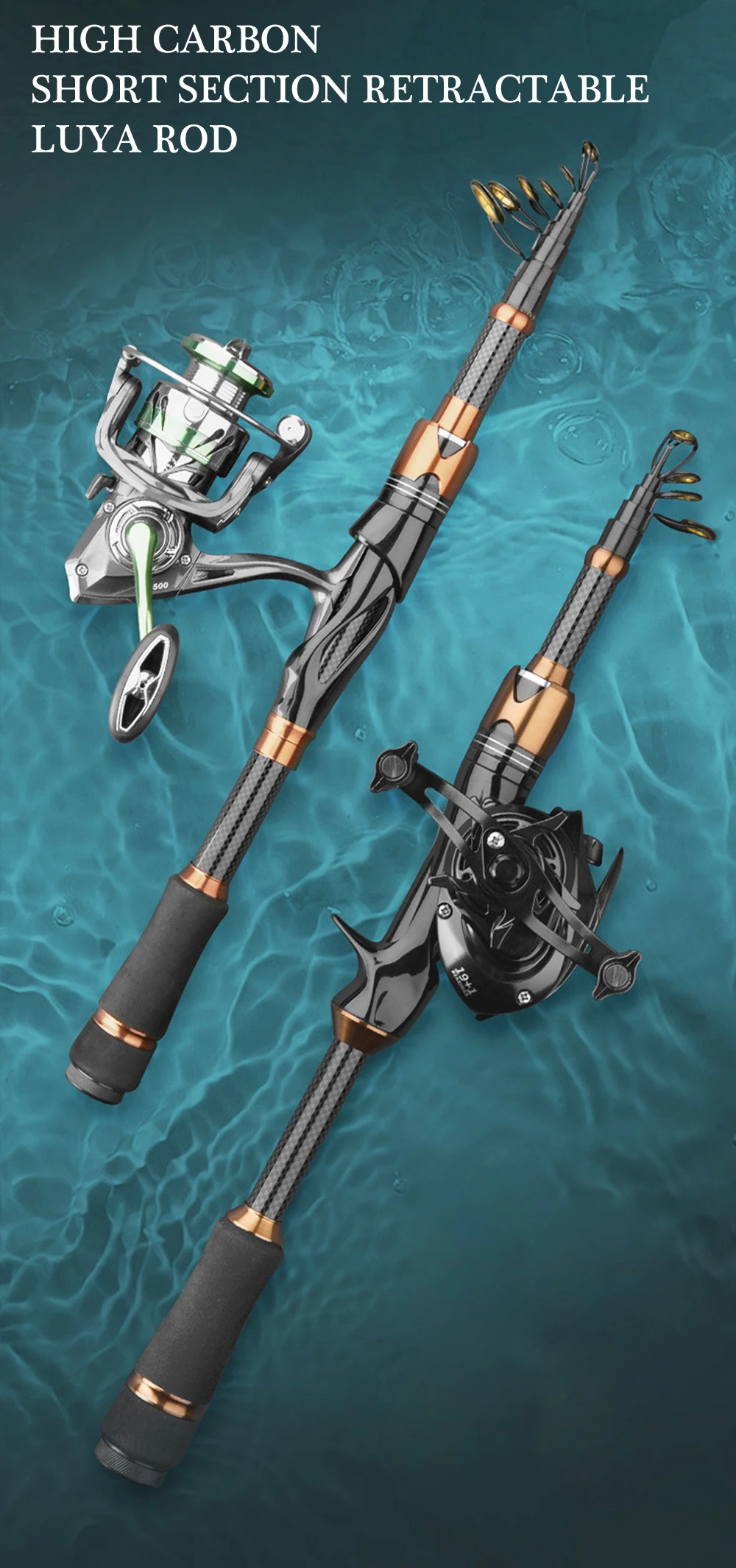 Experimente la emoción de la pesca con nuestra vara de luna retráctil de alto rendimiento