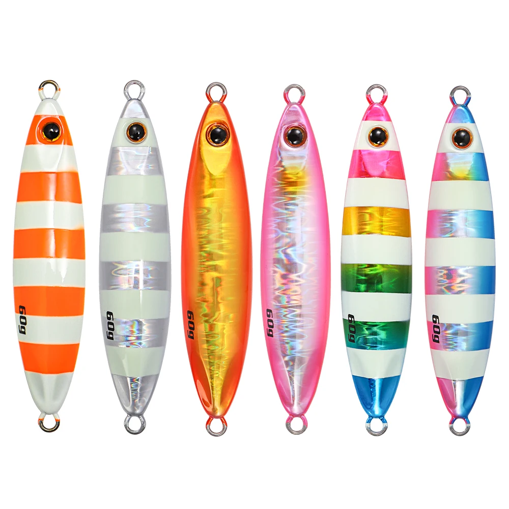 CASTFUN 20g 30g 40g 60g plantillas de paso lento plantilla de Metal de fundición larga señuelo de Jigging de orilla Señuelos de pesca de mar cebo Artificial