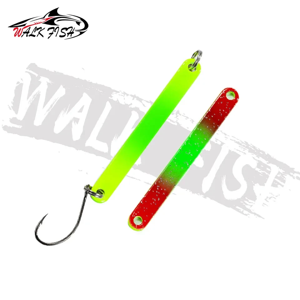 WALK FISH 1 Uds 50mm 2,5g cuchara de Metal señuelo de pesca lentejuelas de colores tiras largas lentejuelas de Metal de doble cara cebo duro hojas de cobre - imagen 4