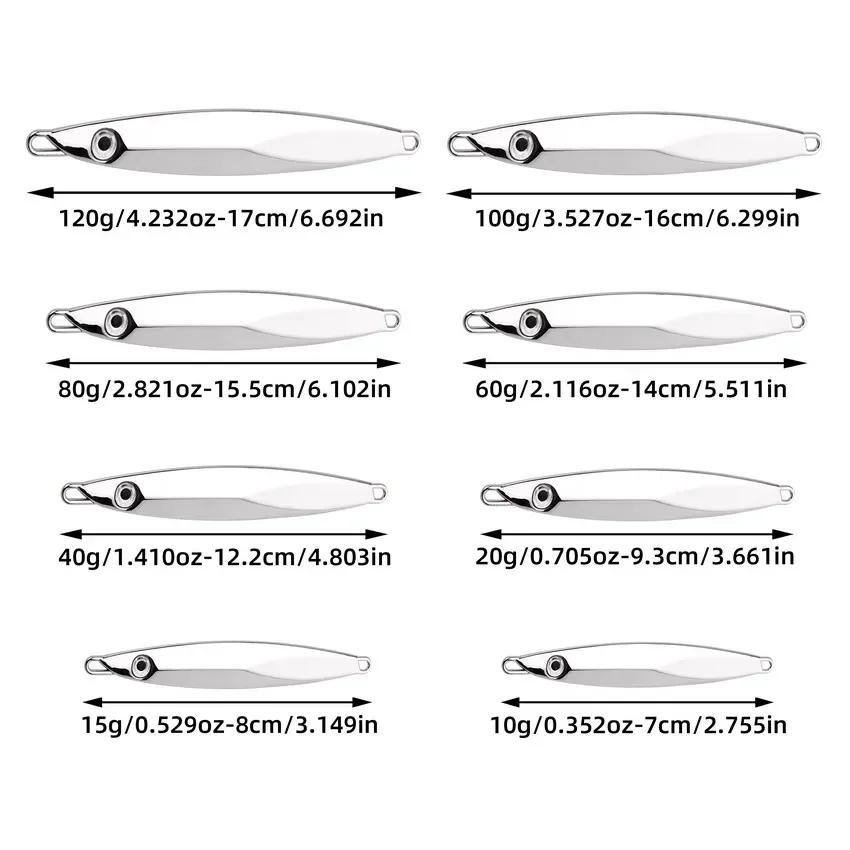 Señuelo de Pesca con plantilla de Metal hundido, 80g, 60g, 40g, 30g, 20g, 15g, 10g, Crankbait, plantilla, cuchara, cebo Wobbler, Señuelos de Pesca de Mar, 1 Uds. - imagen 3