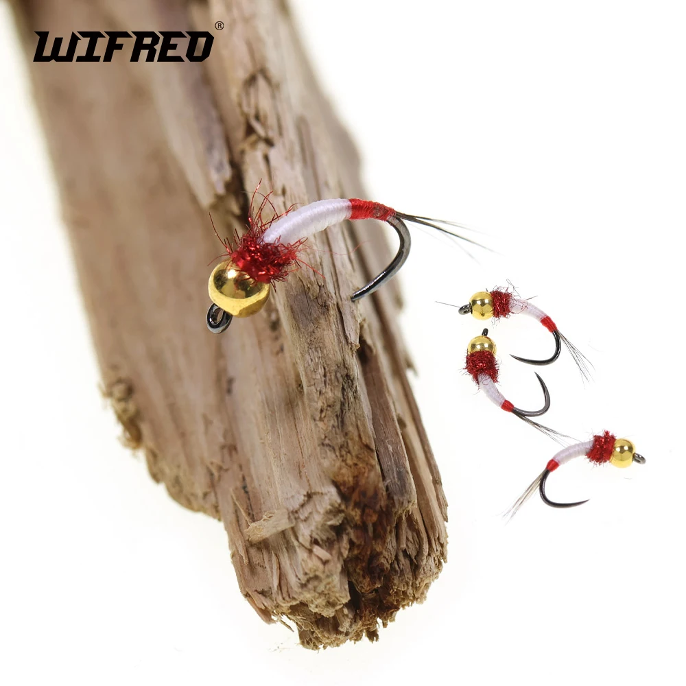 Wifreo 10ST # 14 # 16 Weerhaakloze Haak Messing Beadhead Caddis Fly Fazant Staart Nimf Natte Vliegen Forel Vlagvissen Forel Lokken