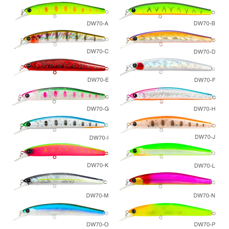 TSURINOYA nuevo señuelo de pesca Minnow DW70 100SP 100mm 9,5g colgante Minnow Jerkbait Wobbler biónico Swimbait lubina señuelo - imagen 5