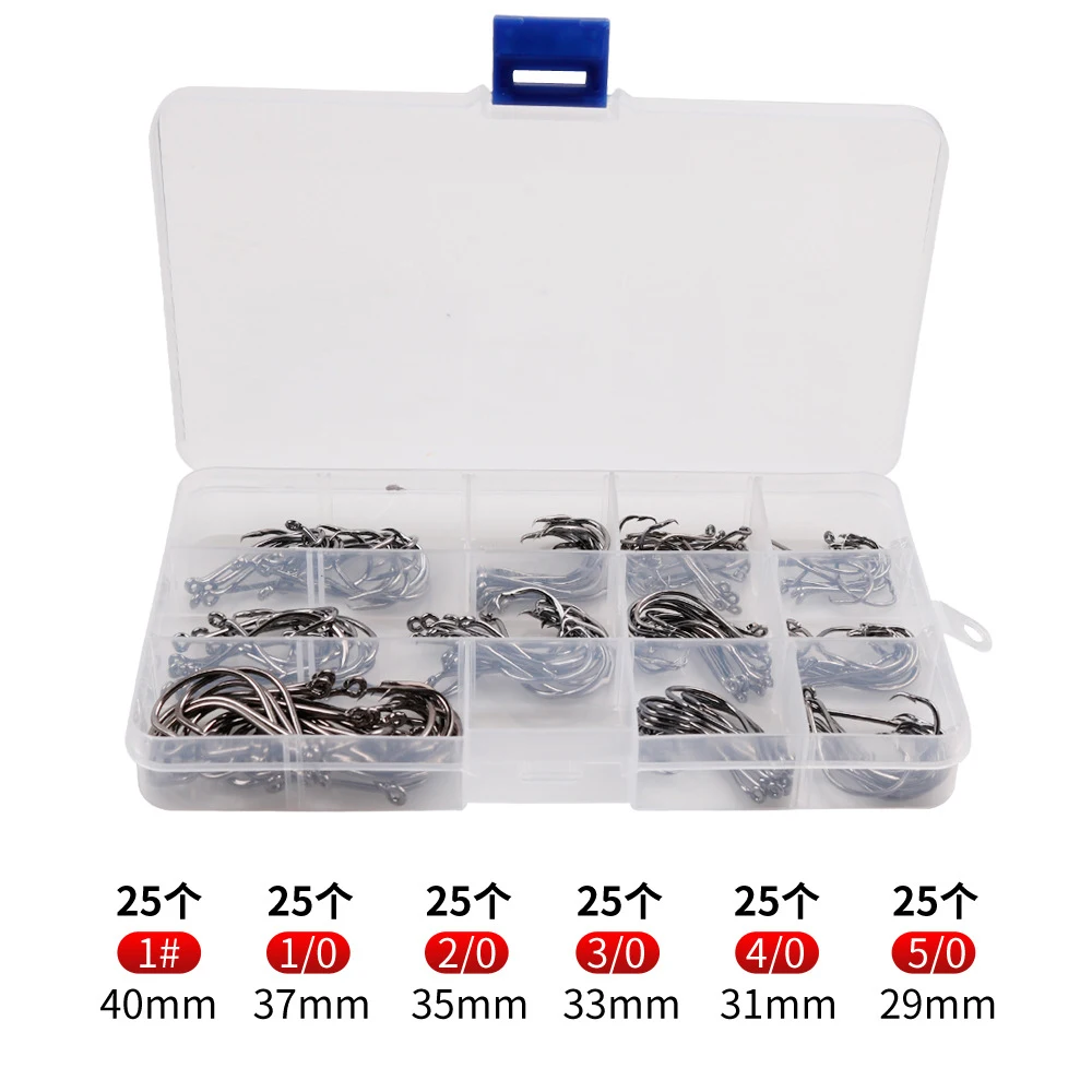 Anzuelo de pesca de acero con alto contenido de carbono, gancho de pesca de caña larga con púas redondas, gancho de junta curvada, anillo de ojo grande, gancho de gusano, señuelo de pesca, cuchara giratoria, 150 piezas - imagen 4