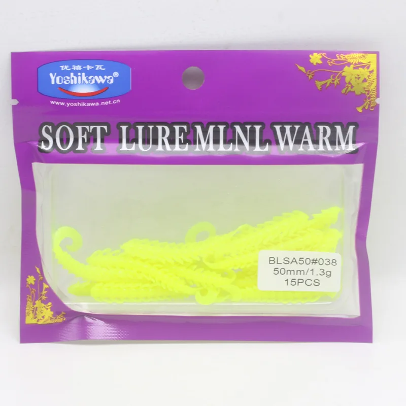 15 Uds señuelo de pesca de gusano cola G 50mm 1,3g Wobbler Swimbaits señuelo de plástico suave cebos artificiales de silicona para lubina trucha agua dulce - imagen 5