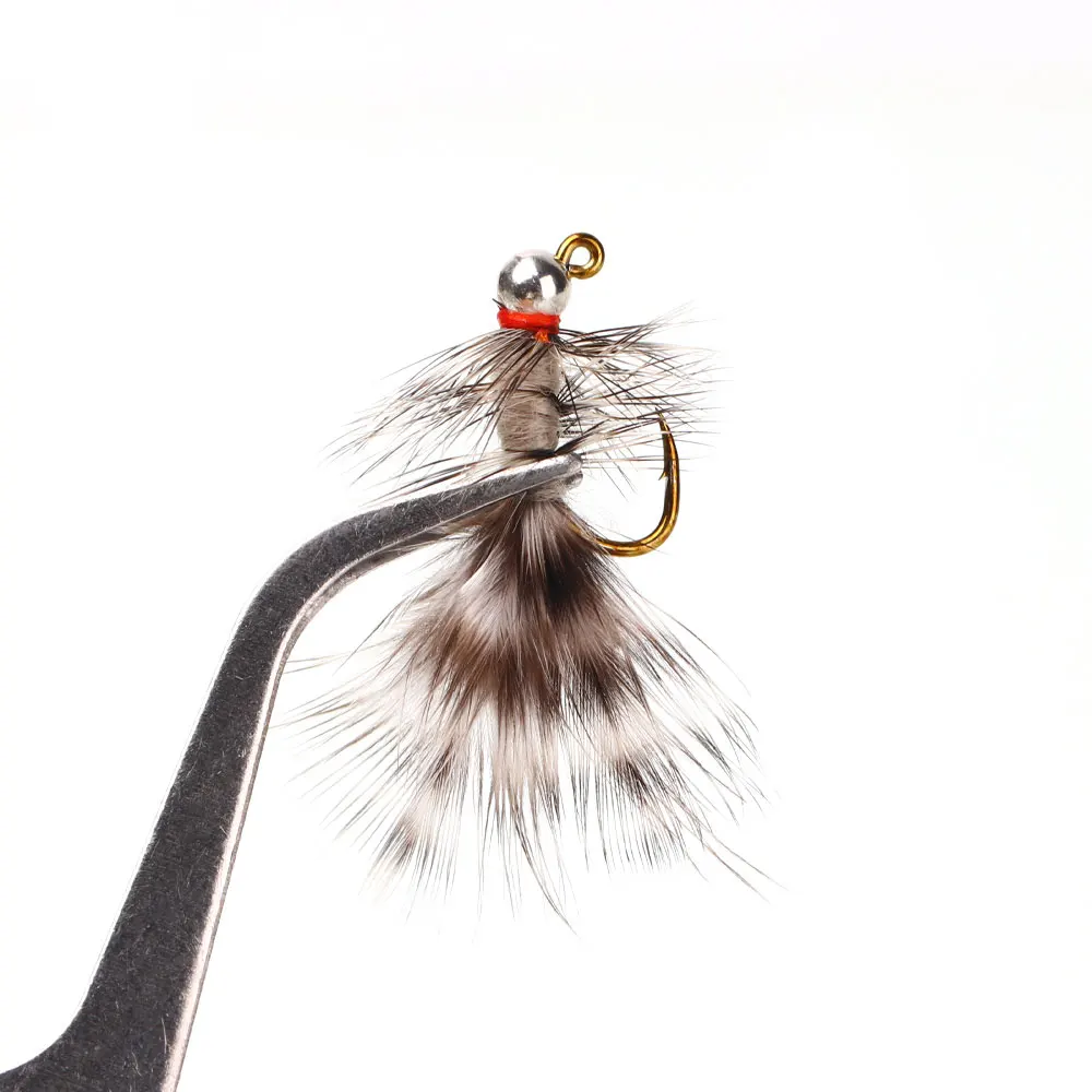 Cabeza de cuentas de tungsteno con púas, Señuelos de Pesca de trucha voladora, plantilla de hundimiento rápido, Euro, ninfa, Grizzly Saddle, Hackle Streamer, #10 - imagen 5
