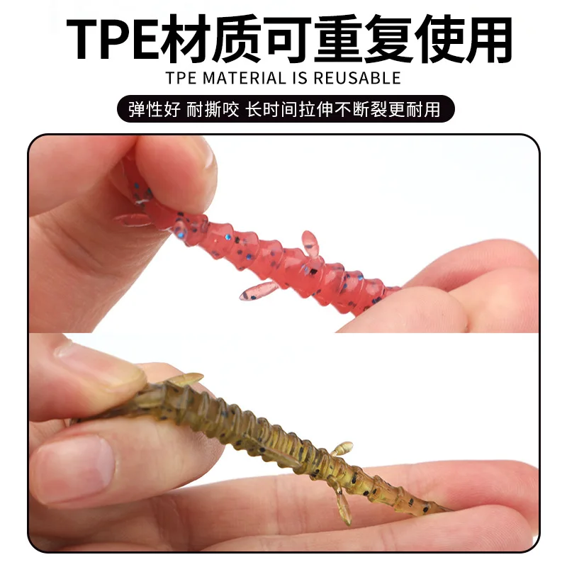 MUKUN-señuelo de Pesca de gusano blando flotante, 8 piezas, TPR, 1,9g/52mm, sin plomo, aparejo de silicona - imagen 3