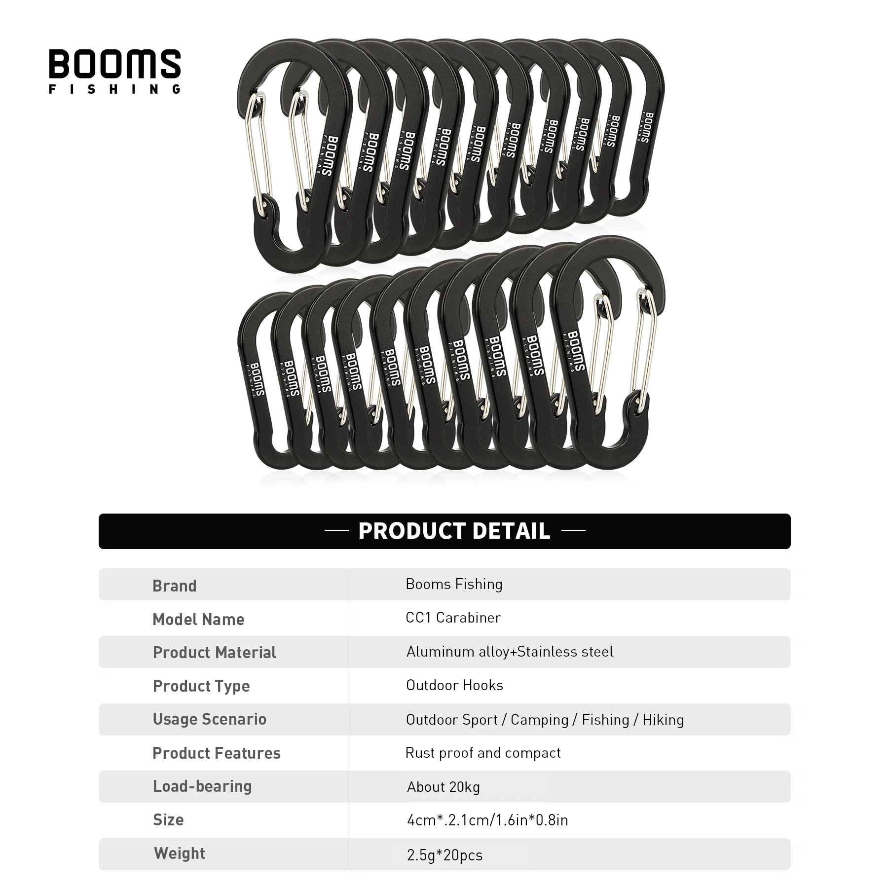 Mosquetones de pesca Booms Fishing CC1 – Anillos en D de aluminio - imagen 2
