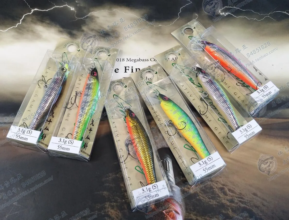 GH55 X-55 X55 Mijo sumergido 3.1g Stream Micro Minio, boca armada verde ligeramente baitado - imagen 2