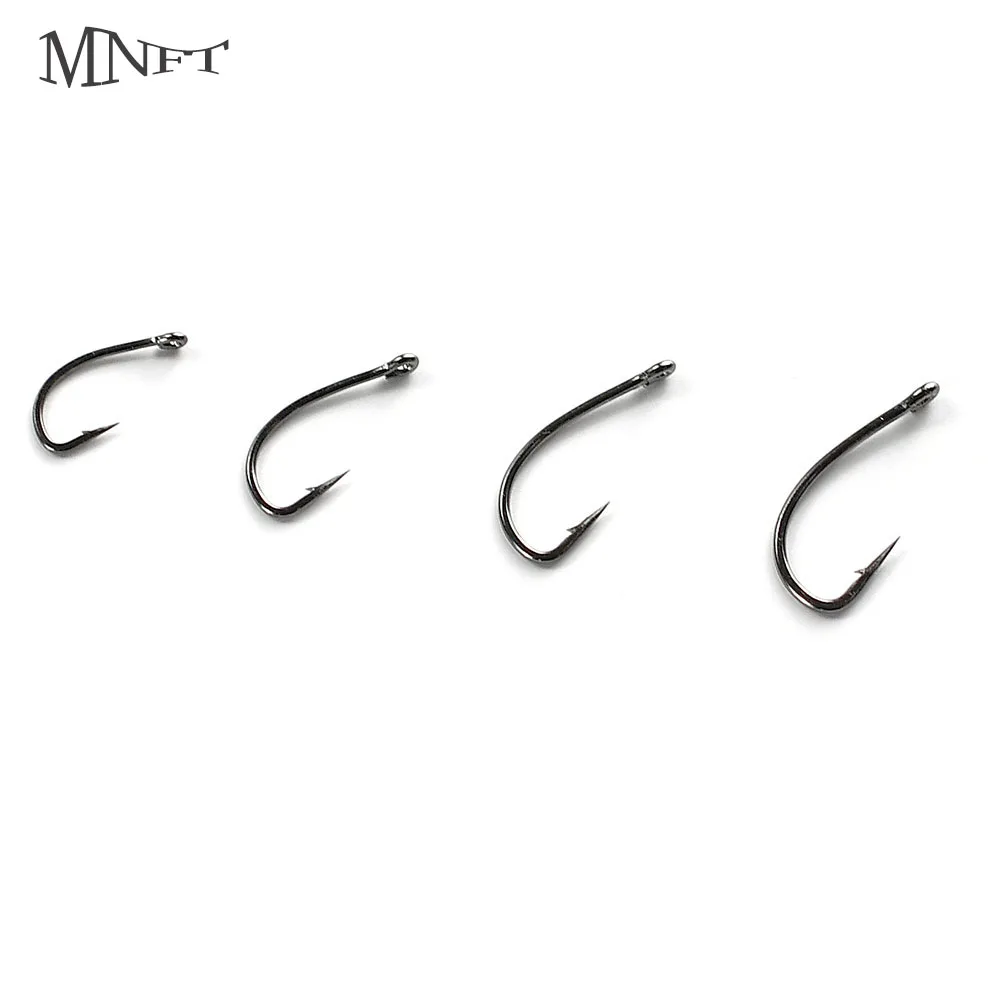 50 Uds. Anzuelo de pesca de carpa curvado con púas negras de acero al carbono de alto fuerte, anzuelo circular con mosca, ninfas, anzuelo con mosca de huevo húmedo