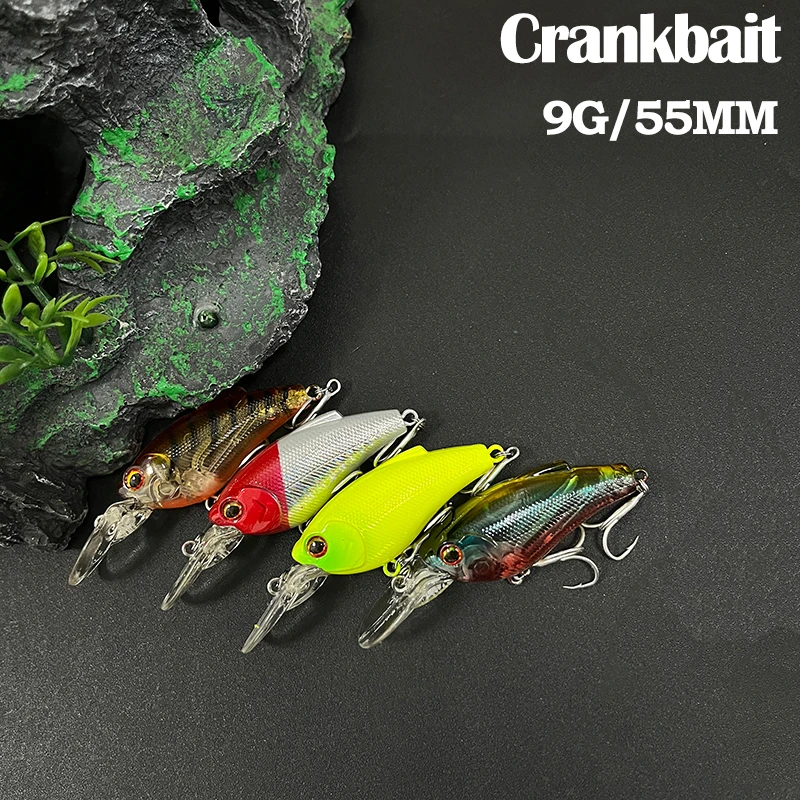 Señuelos de Pesca Crankbait de 9g y 55mm, Wobblers flotantes de superficie, cebo duro Artificial para Lucio, lubina, equipo de Pesca de plástico