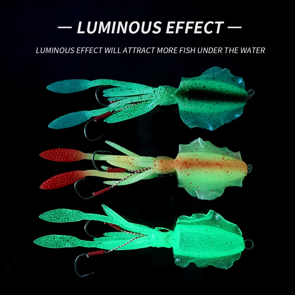 ORJD-señuelo de calamar suave para pesca, plantilla de calamar UV luminosa para pesca en el mar, cebo Wobbler para pargo - imagen 4