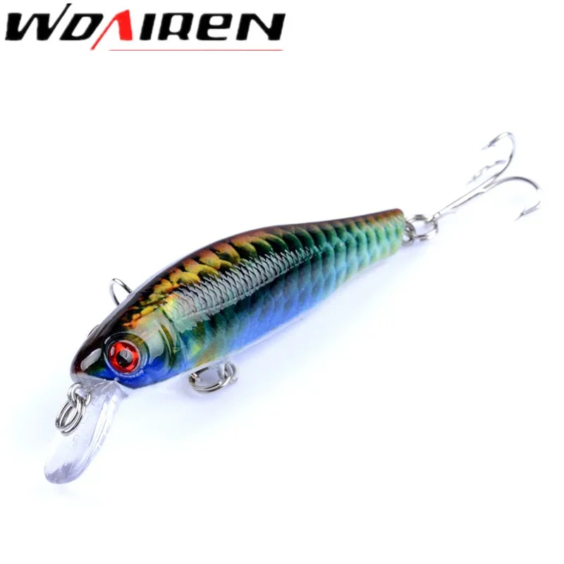 1 Pc Minnow Wobblers señuelo de Pesca 8,5 cm 8,5g Artificial cebo duro con 2 anzuelos Iscas aparejos de Pesca Para Pesca WD-381 - imagen 3