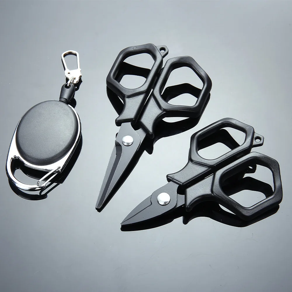 Tijeras de pesca alicates de acero inoxidable corte línea trenzada cortador de alambre de PE con llavero retráctil alicates de pesca herramientas Accesorios