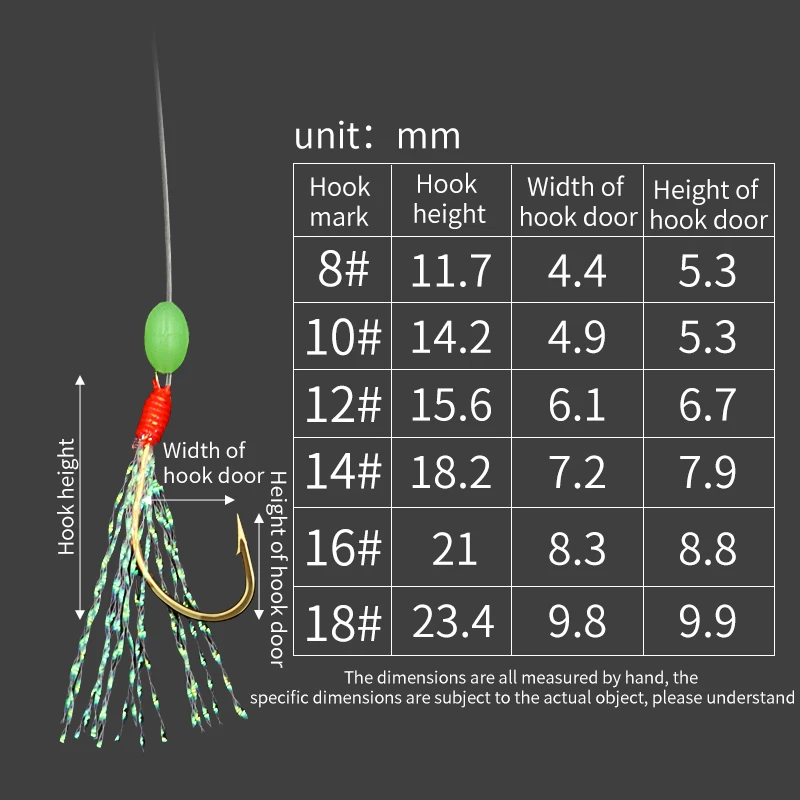 ZYZ-anzuelos Sabiki de pesca en el mar, 1 Juego de 6 anzuelos de acero con alto contenido de carbono, luminoso, para barco, aparejos de pesca con cuerda - imagen 5