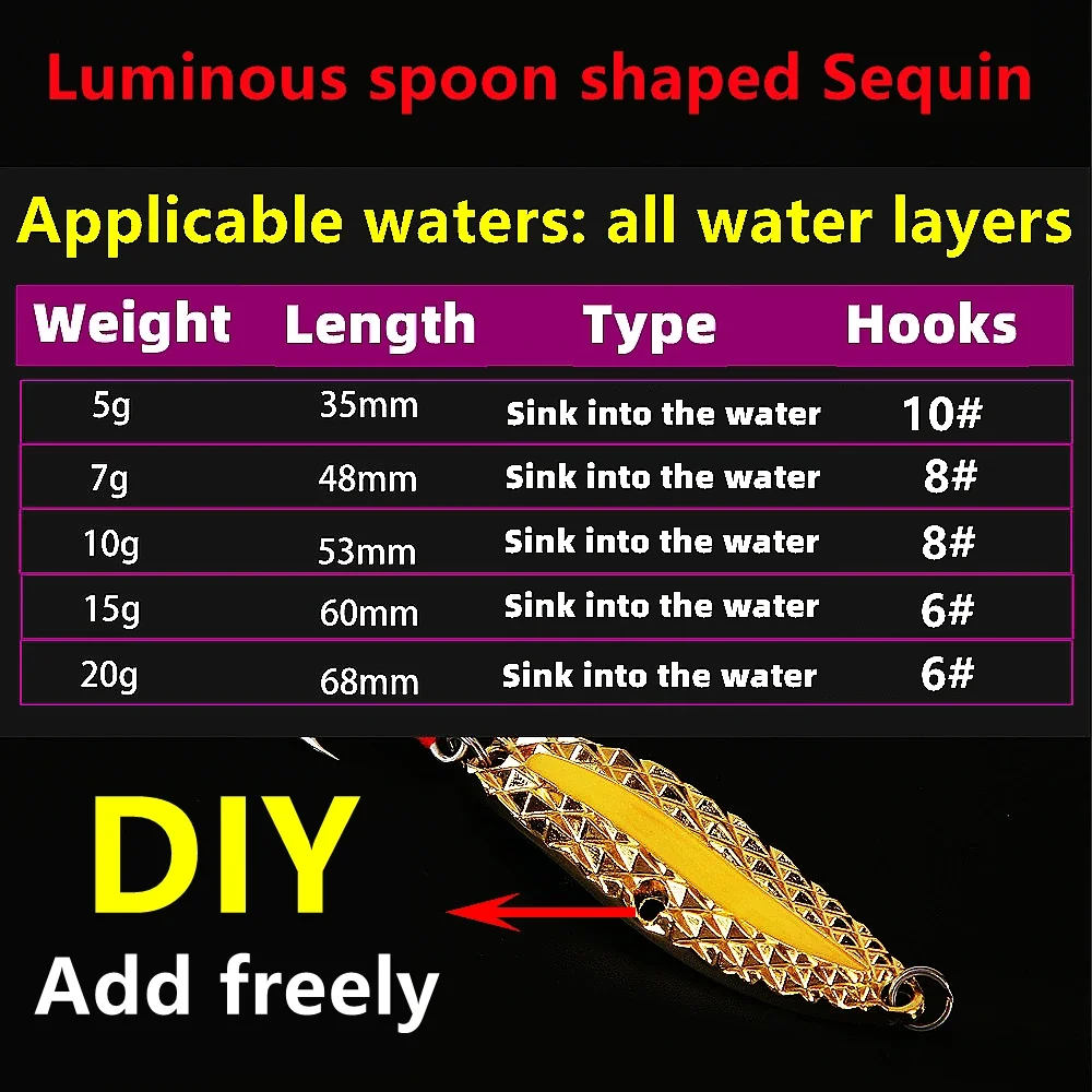 Señuelo de Luya de piezas, conjunto de lentejuelas luminosas, cebo falso, Boca de gallo, simulación de lubina, Pseudo - imagen 4