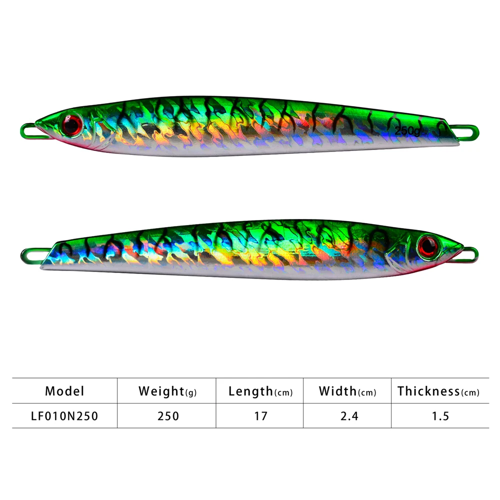 PROBEROS-señuelo de Metal para pesca Jigbait, con anzuelos y plumas, para mar profundo, Jigging, 250G/17CM - imagen 5