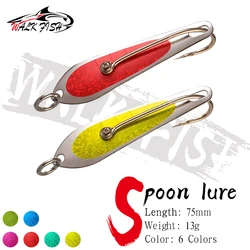 WALK FISH-cuchara de acero inoxidable, señuelo de cuchara grande, 8cm, 13g, Dron de pesca en el mar, ganchos reemplazables, señuelo de curricán, aparejos de pesca para barco