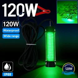 Equipo de pesca especial de noche, verde y blanco, 12V, 120W, luz de pesca nocturna impermeable subacuática de alta potencia, cebo sumergible