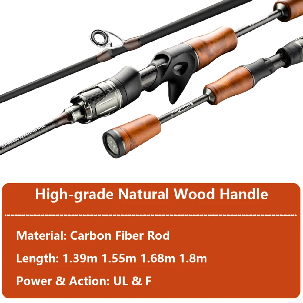 UL, caña de pescar ultraligera para carpa, trucha y lubina, puntas de caña de fibra de carbono sólida, giratoria, fundida, cañas de pescar con señuelo para lago, 2 secciones - imagen 4
