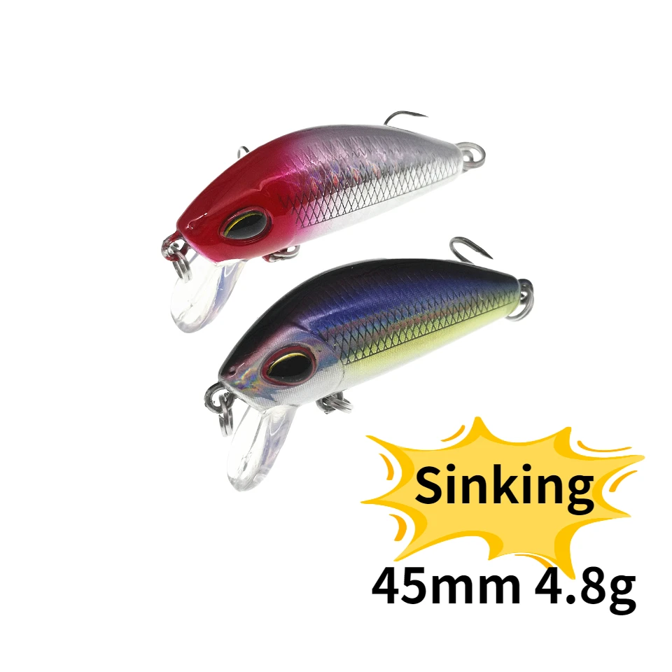 1 Uds señuelo de pesca Minnow ojos 3D 45mm 4,8g cebo duro de plástico señuelos artificiales Wobbler Crankbait aparejos de pesca de trucha - imagen 2