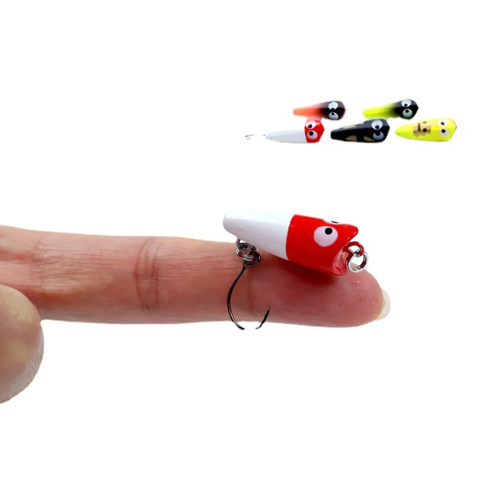 Señuelo de Popper flotante, 1 unidad, tipo súper completo, 2,7 cm, 1,5g, barato, anzuelos de manivela, mini señuelo de pesca popper - imagen 4