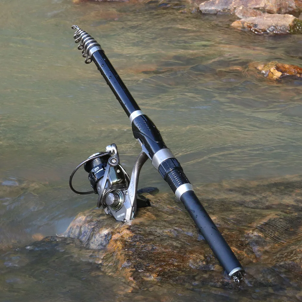 PROXPE-caña de pescar telescópica, alimentador de carpa con mosca giratoria, ultraligero, portátil de viaje, Pole1, 1,5 M, 1,8 M, 2,1 M, 2,4 M, 2,7 M - imagen 5