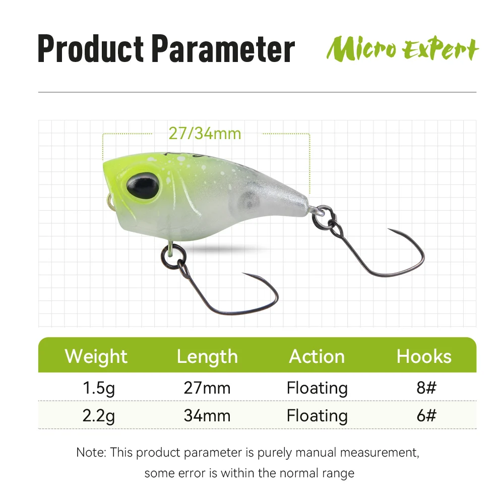 Kingdom-señuelo de pesca Mini Popper, 1,5g, 27mm, 2,2g, 34mm, cebos artificiales flotantes, Crankbaits Topwater para pesca de trucha, lubina y Lucio - imagen 2
