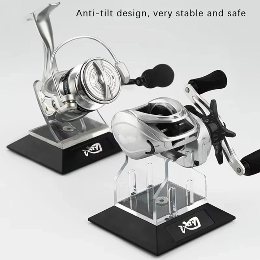 Soporte de exhibición de carrete de pesca de Material acrílico, construcción duradera, diseño transparente, estante de carrete de Baitcasting, Base antideslizante - imagen 3
