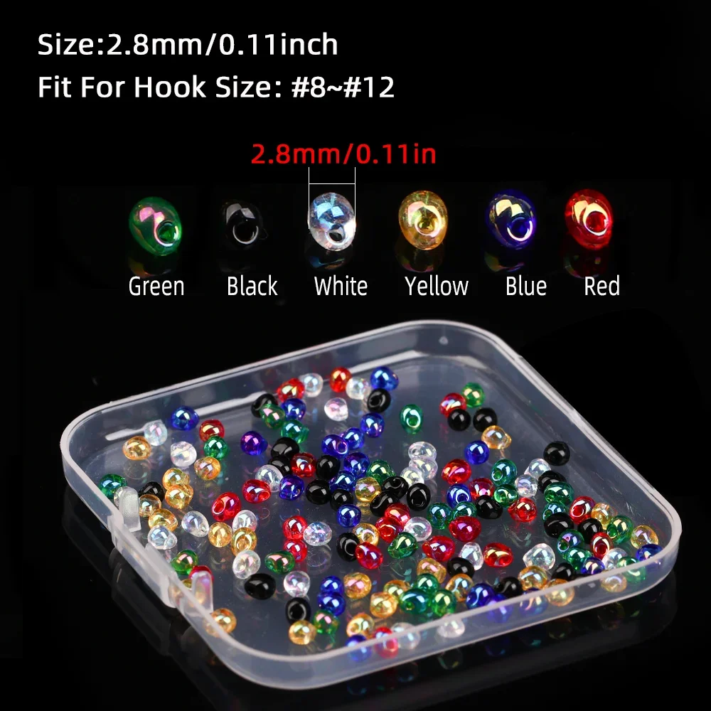 Wifreo 100 Uds 2,8mm cuentas de burbujas en forma de lágrima cuentas de plástico transparente Material de atado de moscas para Midge Ninfa Emeger Bugger gusanos trucha señuelo - imagen 3