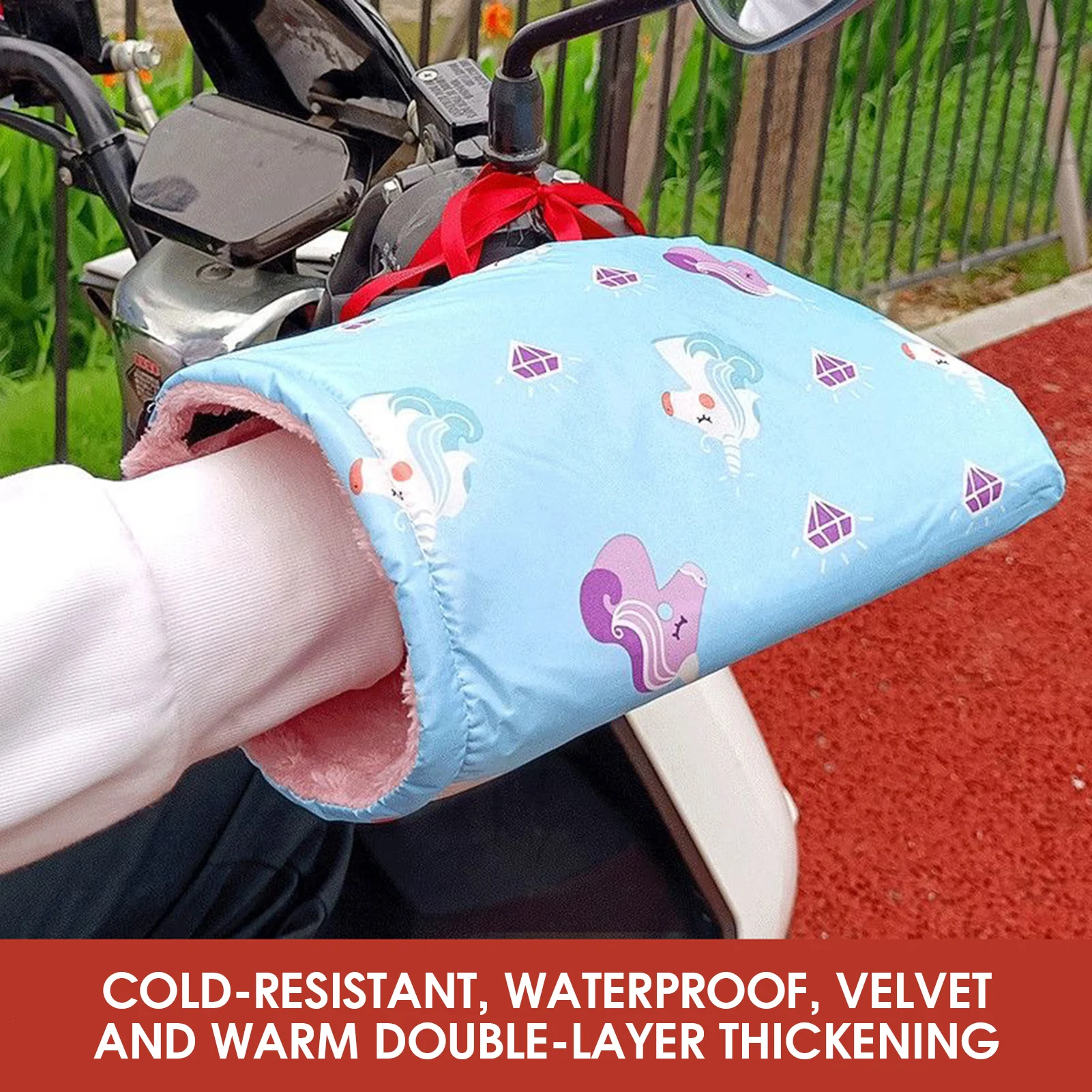 Guantes para manillar de motocicleta, manoplas a prueba de viento para ciclismo al aire libre, accesorios para ciclismo eléctrico, invierno - imagen 4