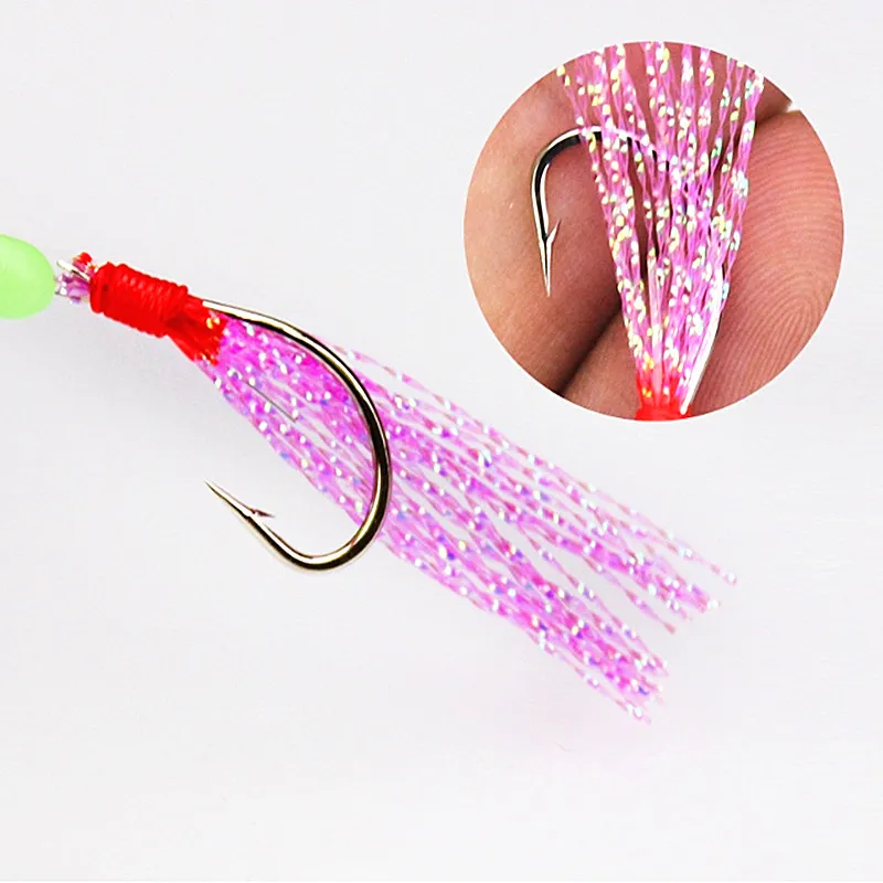 3 paquetes de aparejos de pesca, 6 anzuelos/juego, gancho de cuerda de seda de piel de arcoíris, señuelo de pesca, aparejos de cebo de agua dulce y salada - imagen 5