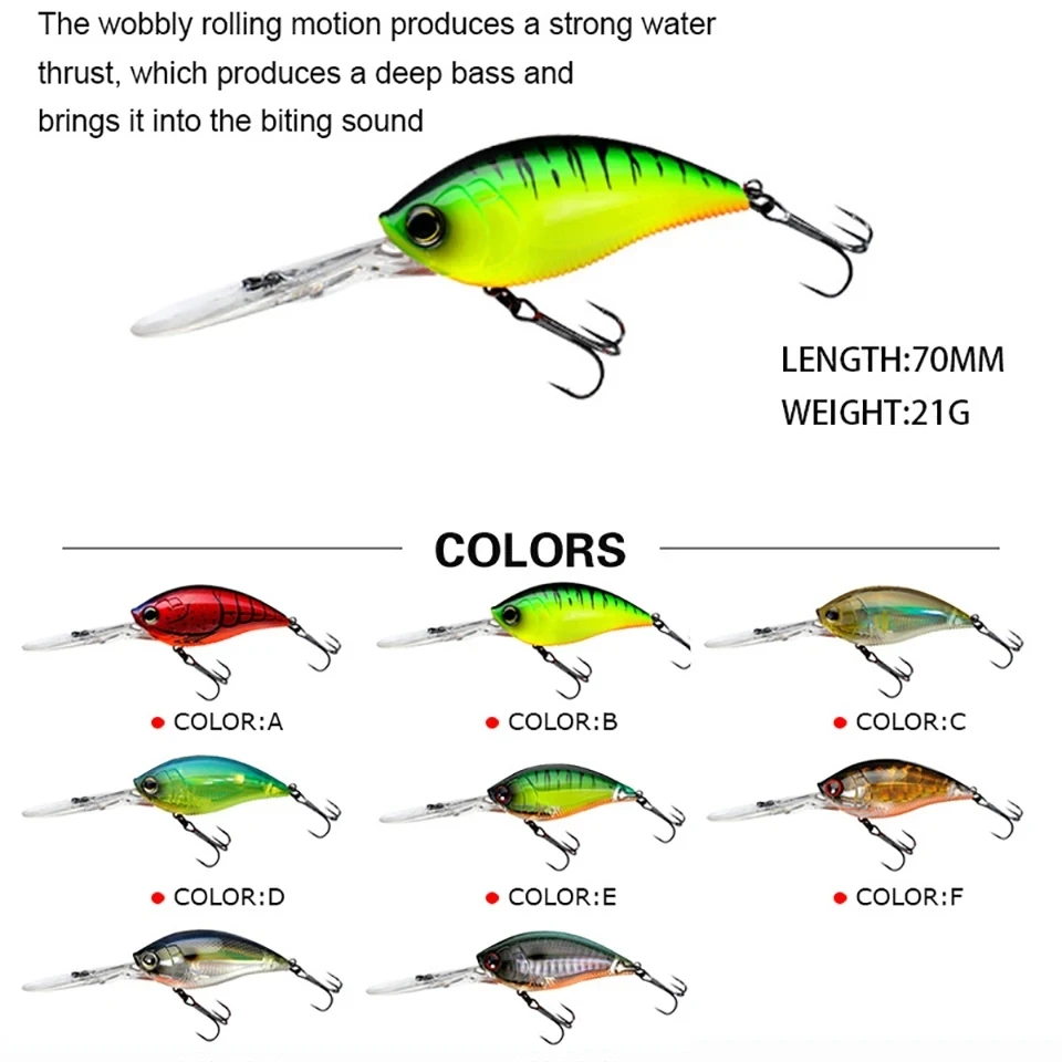 WALK FISH-señuelo de pesca flotante manivela Wobbler cebo Artificial ojos 3D cebo duro herramienta de pesca 70mm 75mm - imagen 5