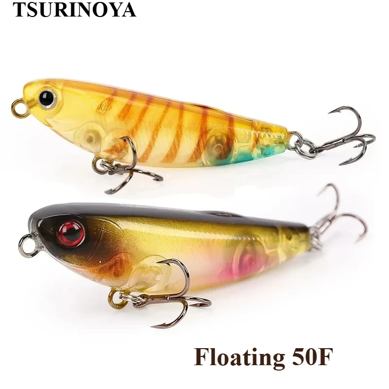 TSURINOYA DW62 5,0 cm/5g Mini Topwater lápiz señuelo de pesca cebos cebo de pesca duro pequeños señuelos tipo lápiz
