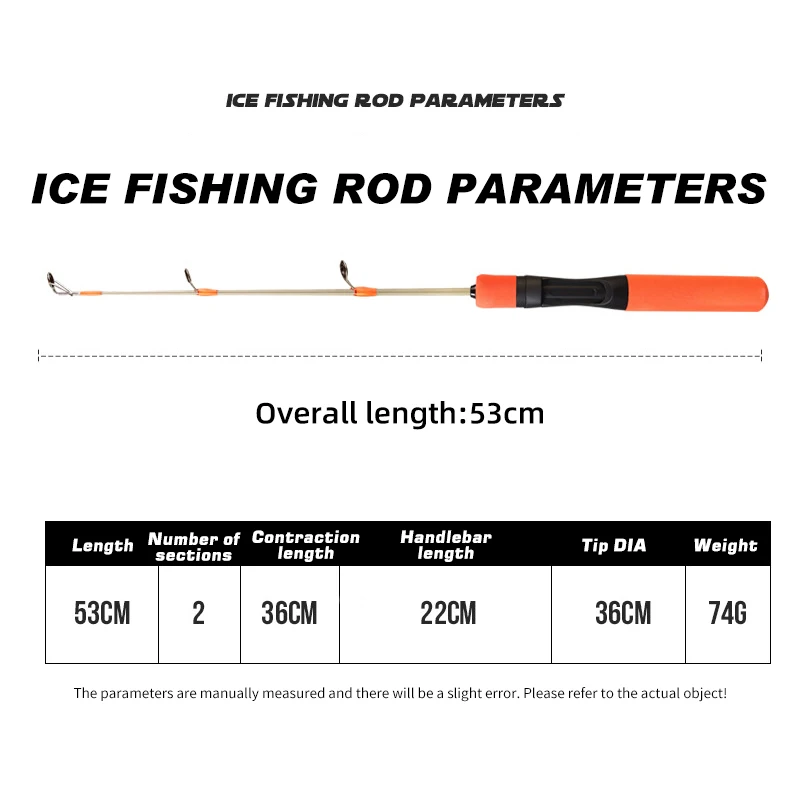 Hunthouse-carrete de caña de pescar ultraligero, accesorio para Pesca en hielo, 2 secciones, Spinning, 53cm, deporte al aire libre, aparejos de Pesca en Río - imagen 3
