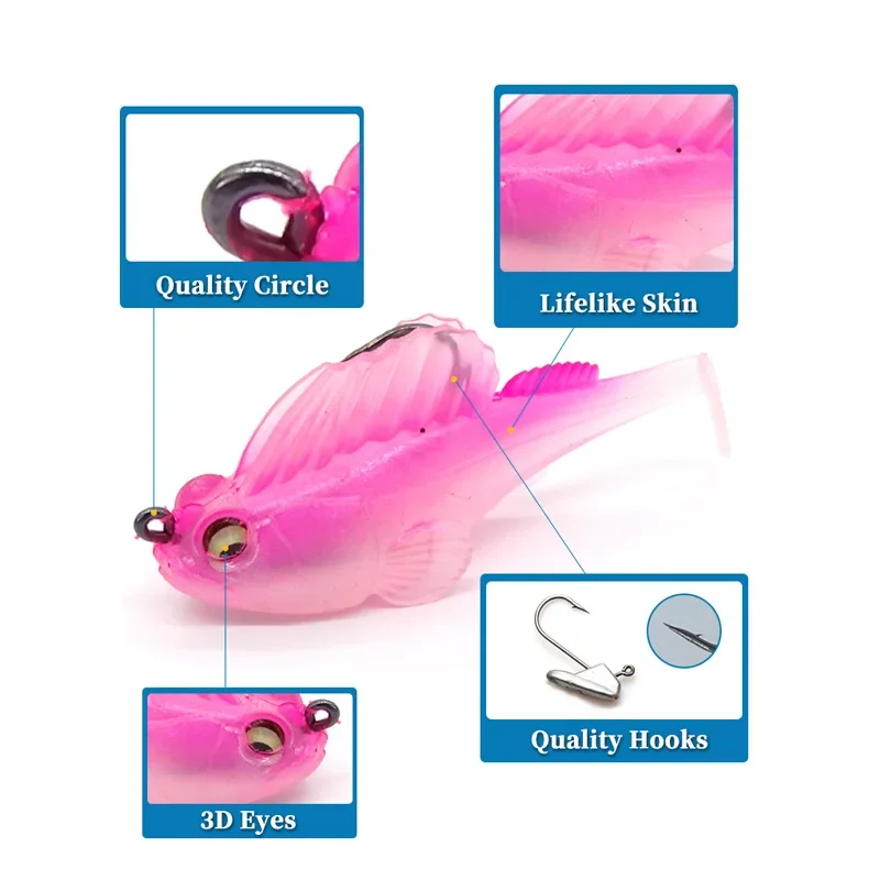 1pcs Silicone Dark Sleeper Wobbler Fishing Lure 14g Sinking Soft Lure Jig hook Swimbaits Bass Shad for Perch Tackle - imagen 3
