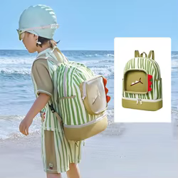 Bolsa de natación para niños con separación en seco y húmedo, compartimento para zapatos, bolsa de almacenamiento para traje de baño con patrón de animales, impermeable, dibujos animados