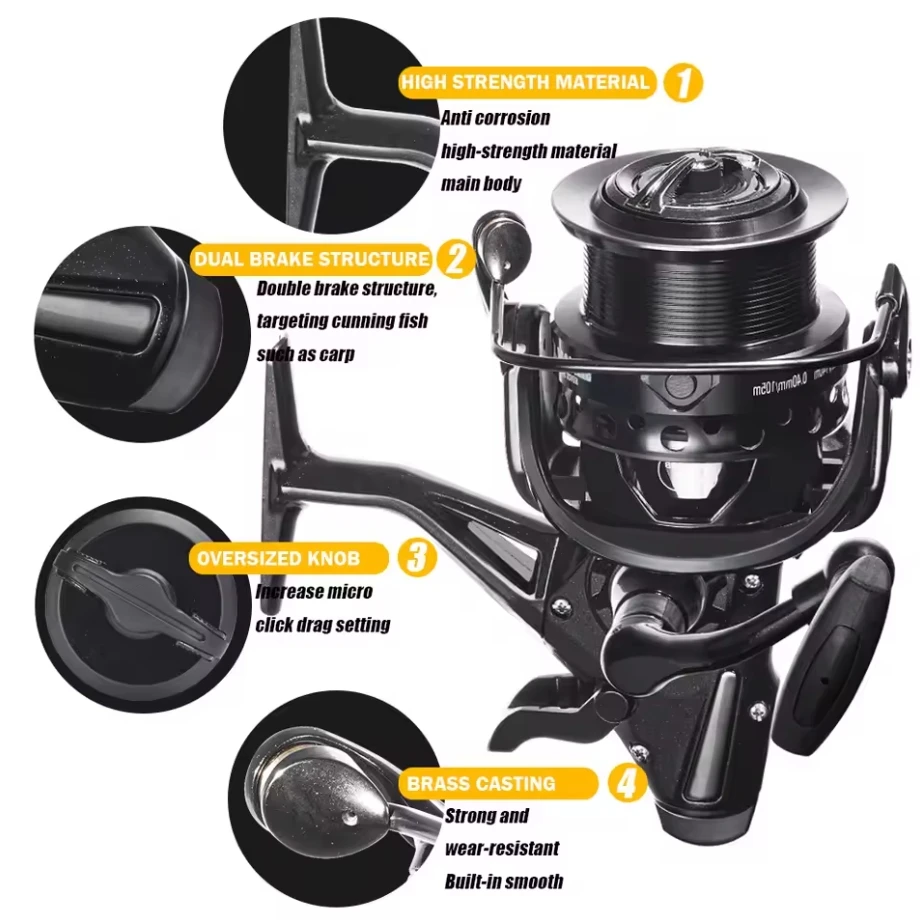 Carrete De Pesca De carpa giratorio fuerte doble arrastre 12-15kg Molinete Carretilha De Pesca Olta Makaralar carretes De mar accesorios Mar - imagen 5