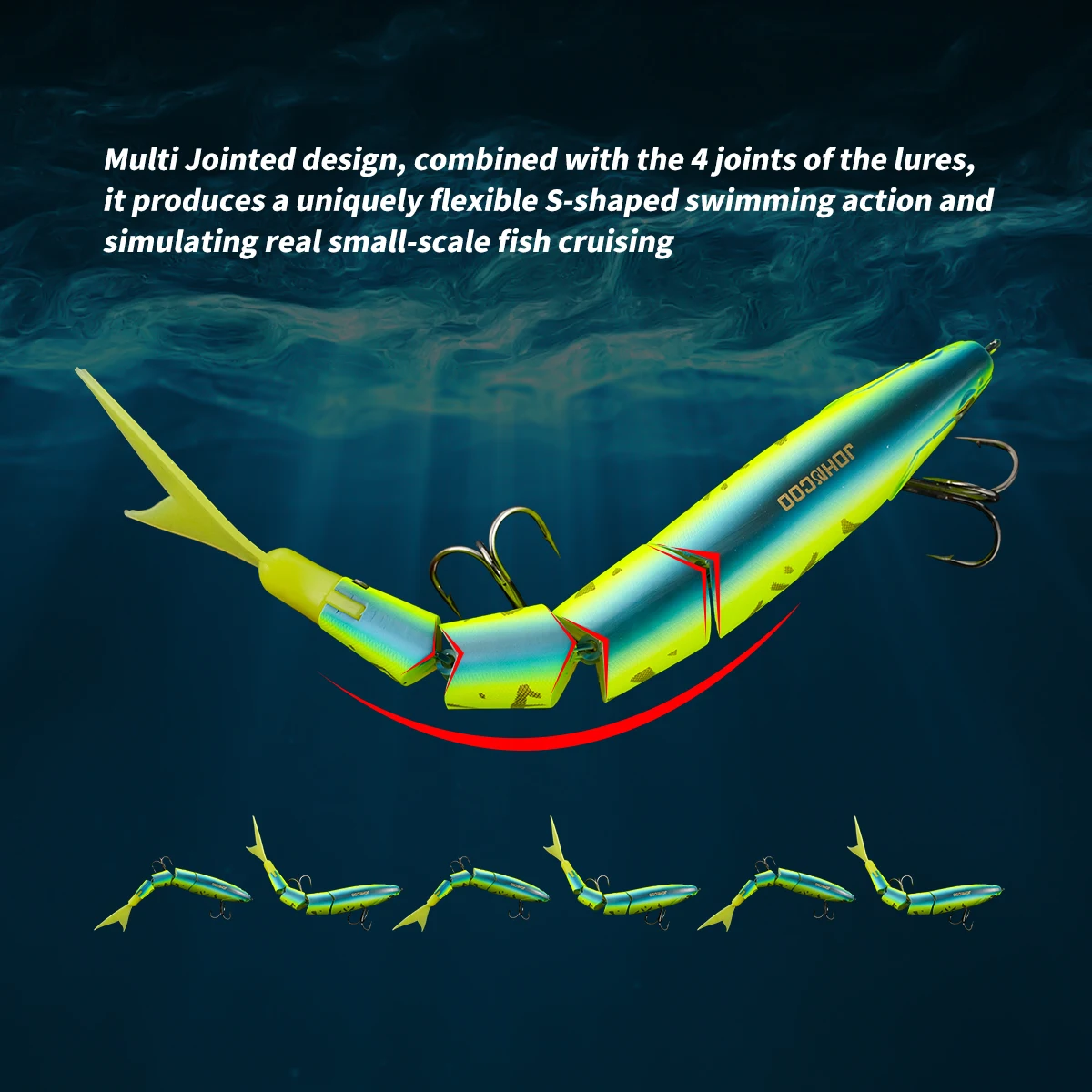 Johncoo 4 secciones señuelo de pesca para natación señuelo de pesca articulado cebo depredadores 25cm 105g señuelo flotante Wobblers - imagen 5