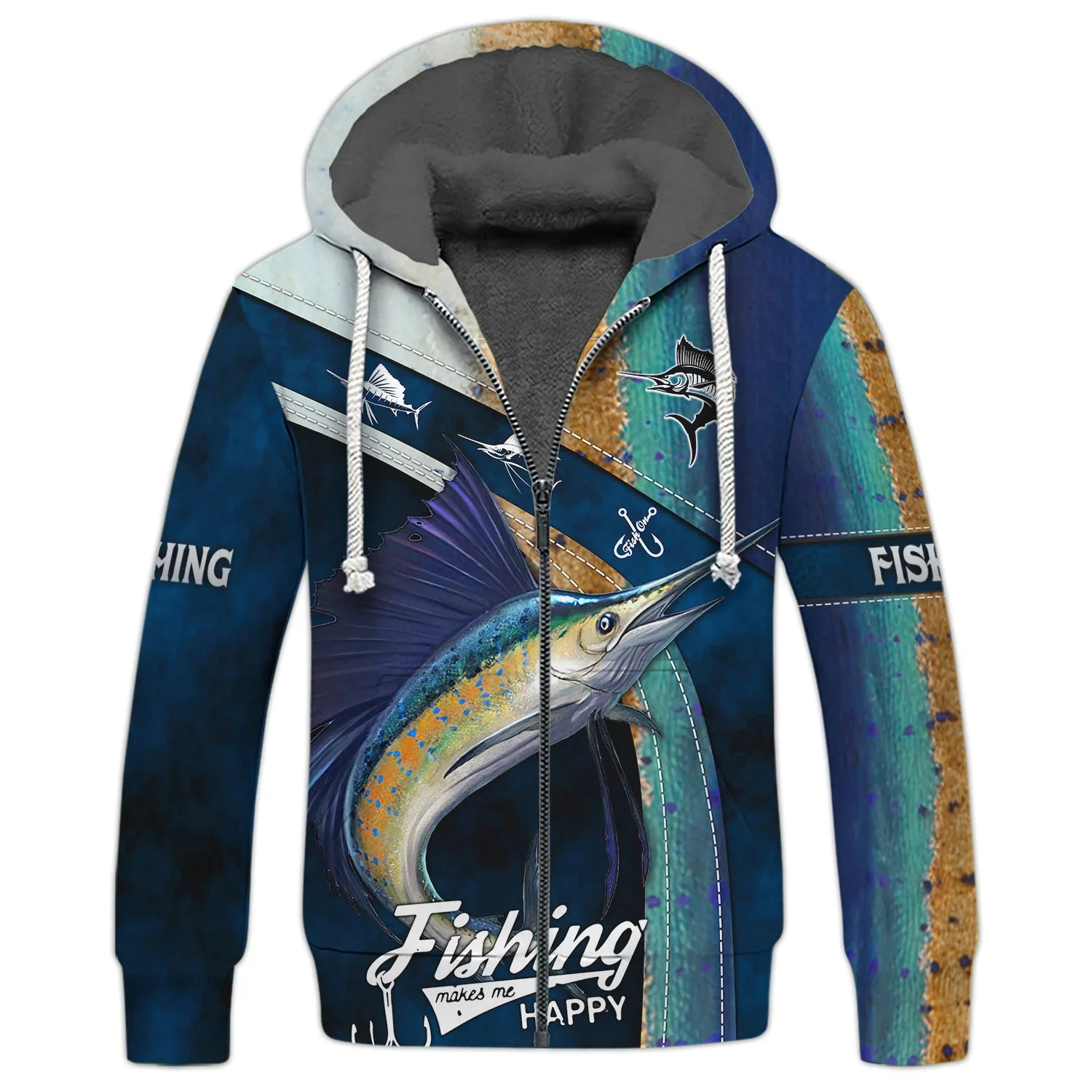 JH13 Sudadera de pesca bagre y marlín con estampado 3D