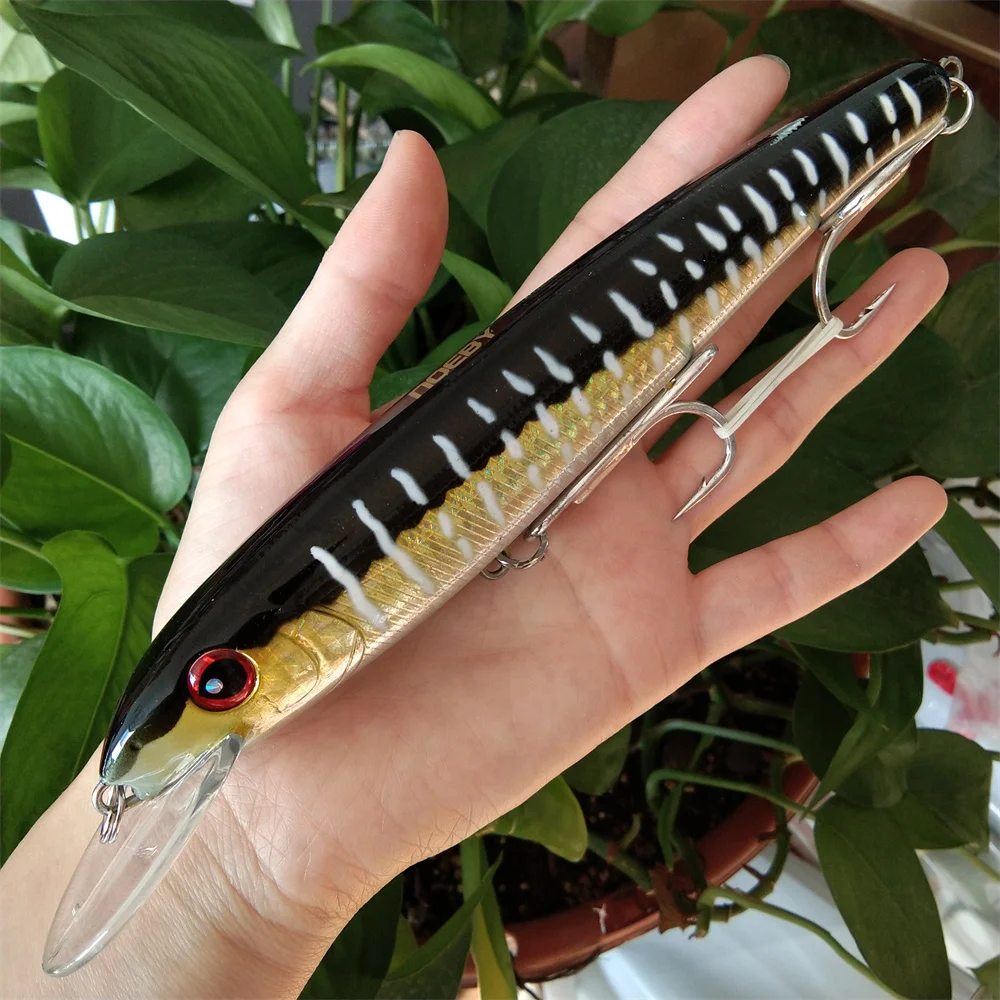 Noeby señuelo de pesca de pececillos de plástico duro, cebo Artificial grande Crankbait, Peche, lubina, Lucio, Carpa, accesorios, 18cm, 48g - imagen 3