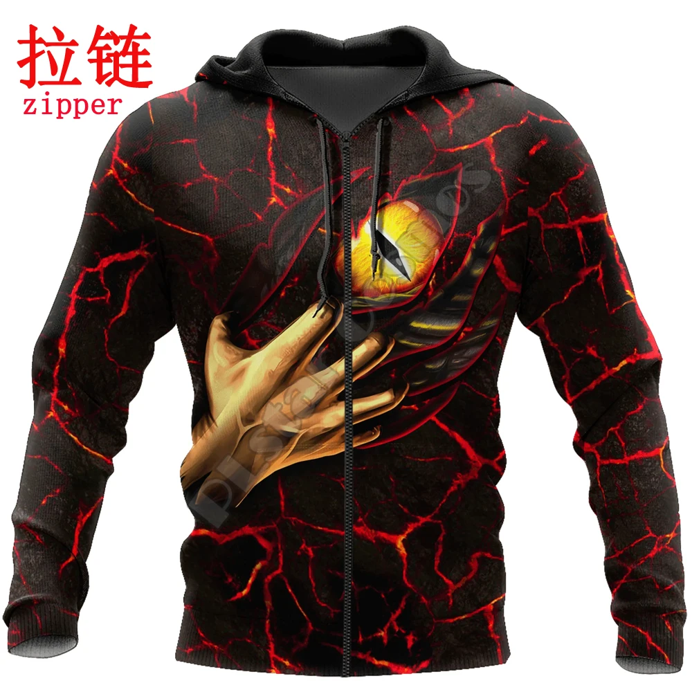 PLstar Cosmos Dragon Eyes patrón agrietado 3D completamente estampado moda hombres Sudadera con capucha Unisex cremallera Sudadera con capucha Casual chándales KJ983 - imagen 3