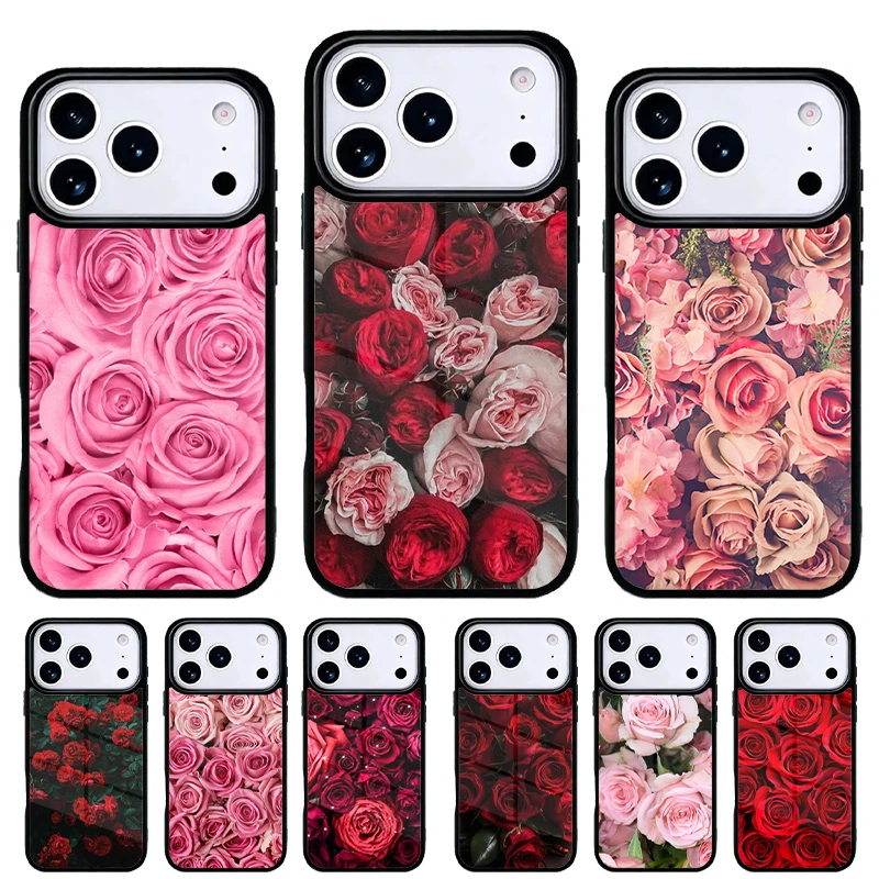 Funda iPhone 17 rosas rojas brillantes – cubierta trasera