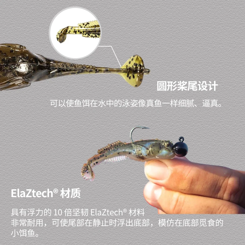 American ZMAN nuevo pez saltador cebo suave TRD GOBYZ 2,4 pulgadas señuelo falso cebo T cola negro Pit perca pescado - imagen 3