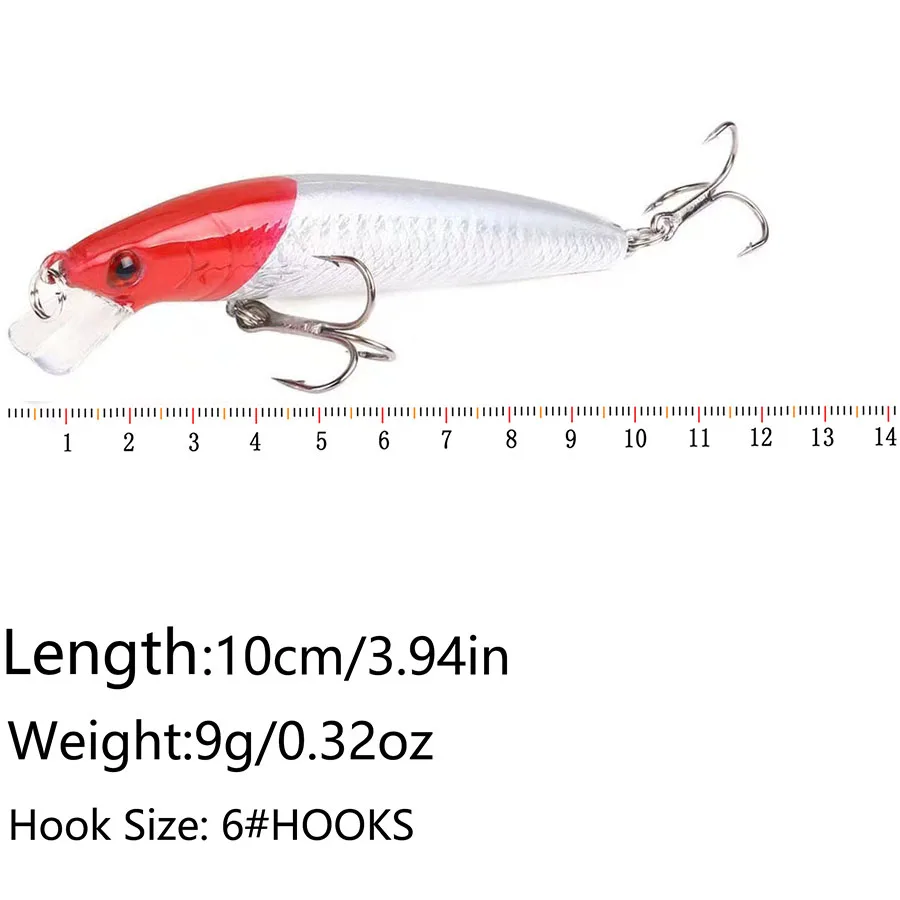 Kit de Señuelos de Pesca de pececillos Premium, 5 piezas, Crankbait, 10cm/3,94 pulgadas, 9g/0,32 oz, juego de cebos artificiales para aparejos de pesca - imagen 4